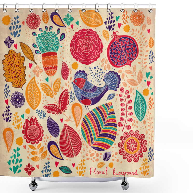 Personality  Vector Detailed Floral Pattern Shower Curtains