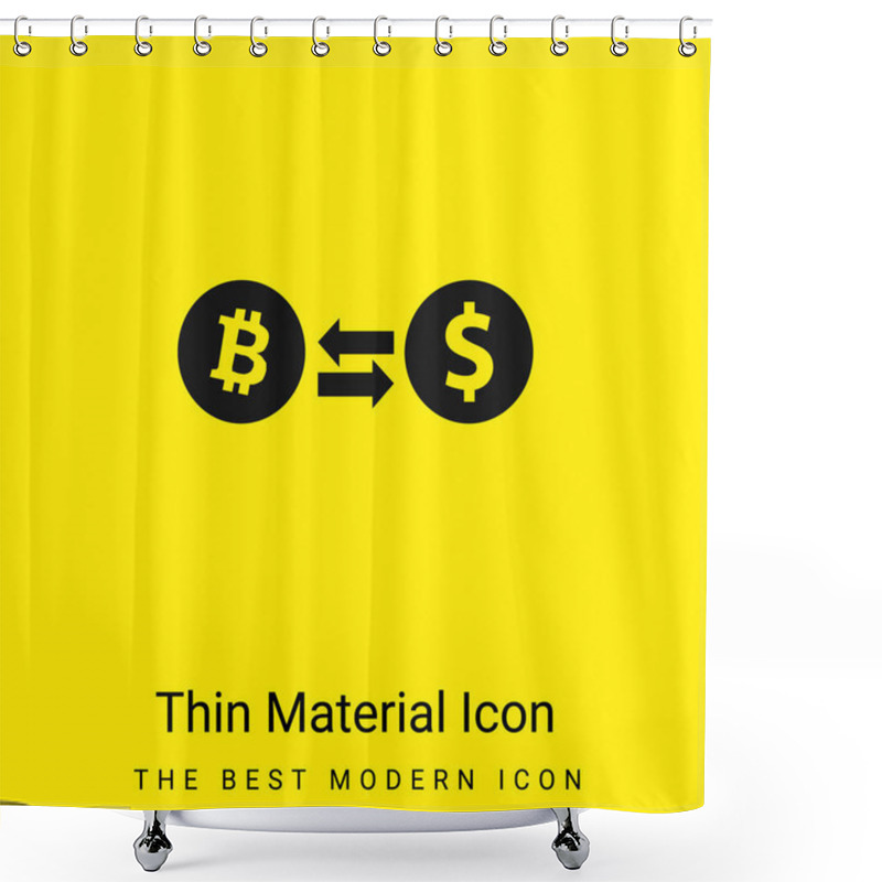 Personality  Bitcoin To Dollar Exchange Rate Symbol Minimal Bright Yellow Material Icon Shower Curtains