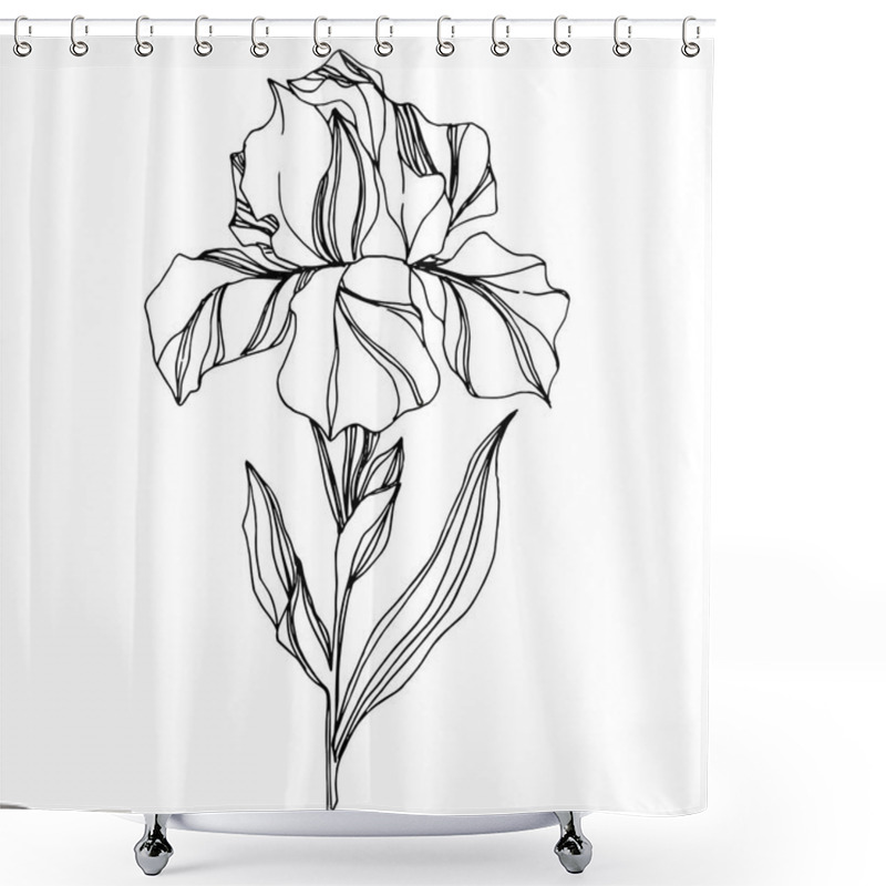 Personality  Vector Iris Floral Botanical Flower. Wild Spring Leaf Wildflower Isolated. Black And White Engraved Ink Art. Isolated Iris Illustration Element On White Background. Shower Curtains