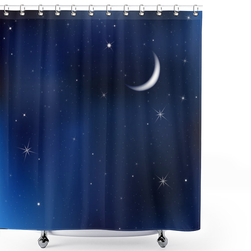 Personality  Night Sky With Moon And Stars Shower Curtains