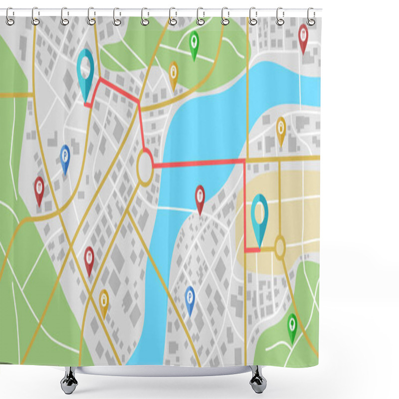 Personality  Fictional City Map Navigation Shower Curtains