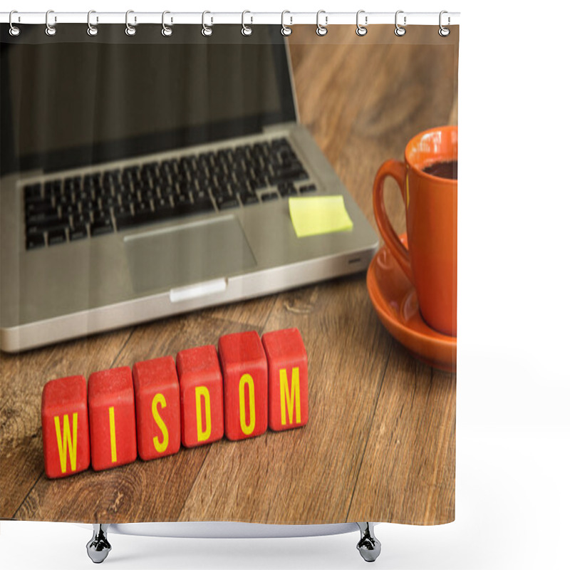 Personality  Wisdom Written On A Wooden Cubes Shower Curtains