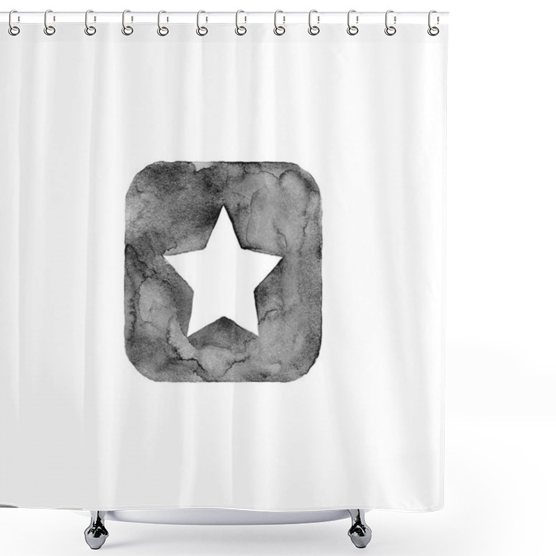 Personality  Star Icon Button With Sign. Shower Curtains