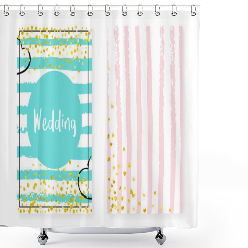 Personality  Bridal Shower Card With Dots And Sequins. Wedding Invitation Set Shower Curtains