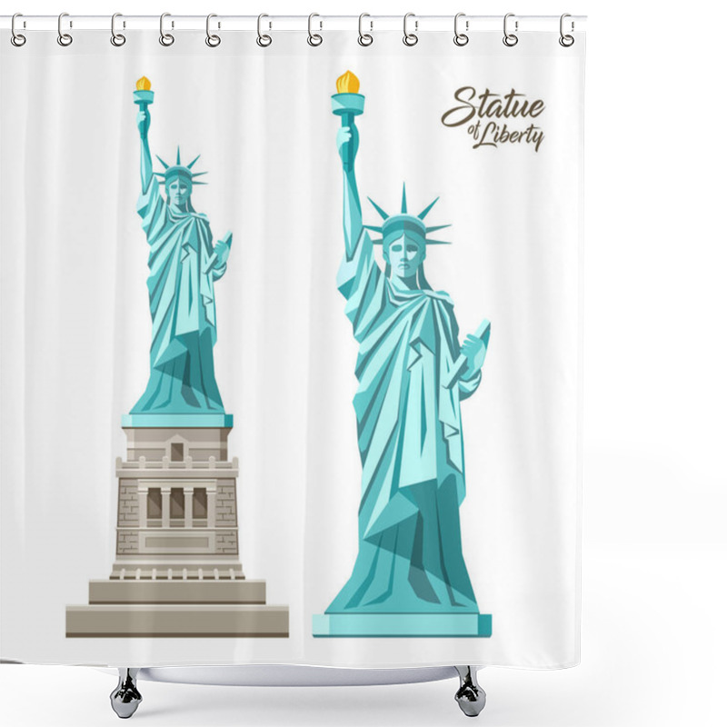 Personality  The Statue Of Liberty Vector, Liberty Enlightening The World, In The United States, Collection Design Isolated On White Background, Illustration Shower Curtains