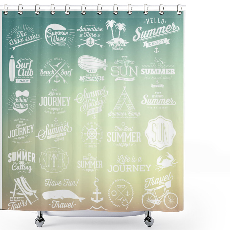 Personality  Retro Elements For Summer Calligraphic Designs Shower Curtains