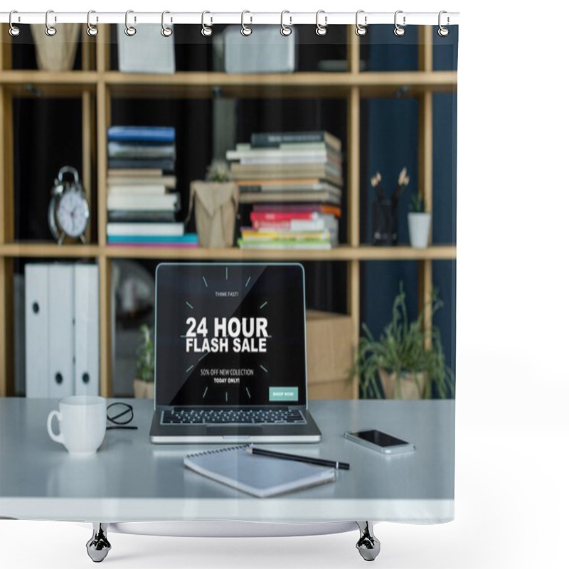 Personality  Workplace With Laptop Computer Shower Curtains