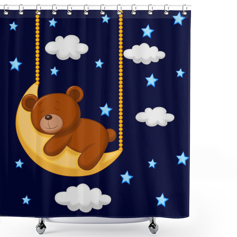 Personality  Baby Bear Sleeping On The Moon Shower Curtains