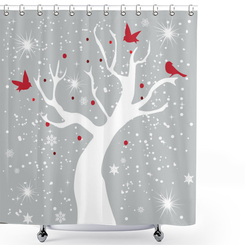 Personality  Snow Tree Shower Curtains