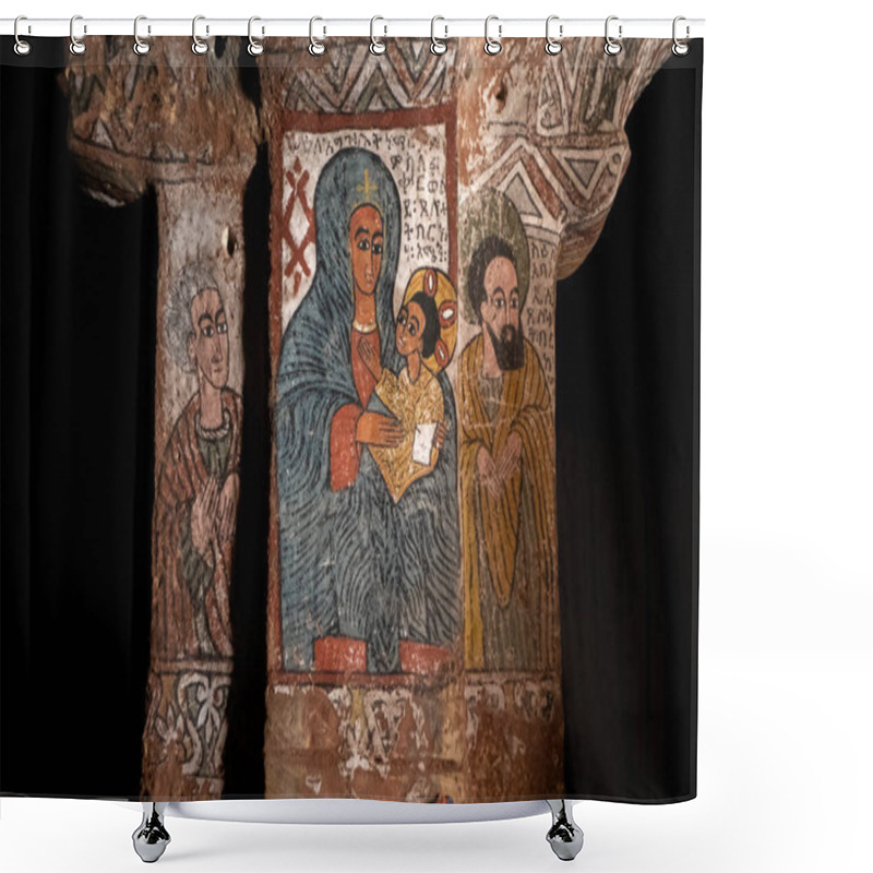 Personality  Ancient Wall Paintings In The Monolithic Church Abuna Yemata Guh In Tigray Region, Ethiopia Shower Curtains