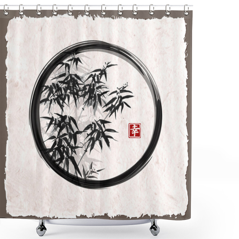 Personality  Bamboo Tree In Enso Zen Circle Shower Curtains