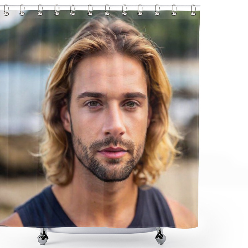 Personality  Handsome Man With Blond Hair And Beard Shower Curtains