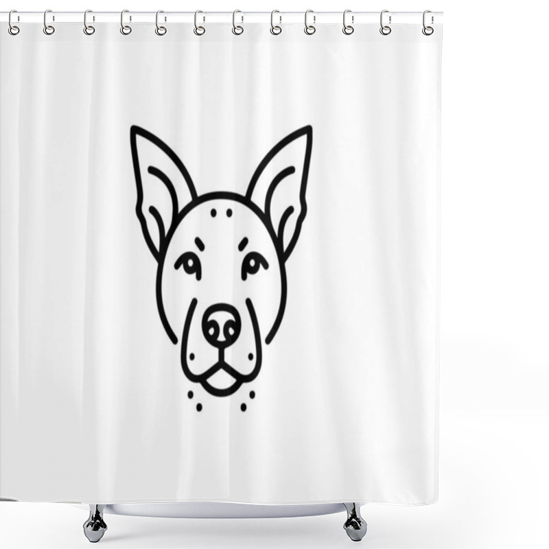 Personality  Minimalist Lines Outline The Dog Logo Design Icon Symbol Vector Illustration. Shower Curtains