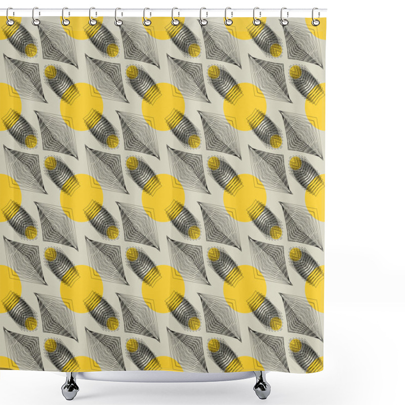 Personality  Retro Vector Pattern With Graphic Spaceships Shower Curtains