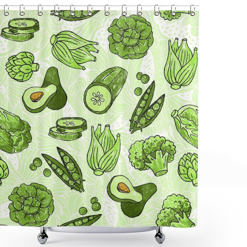 Personality  Vegetarian Green Pattern Shower Curtains