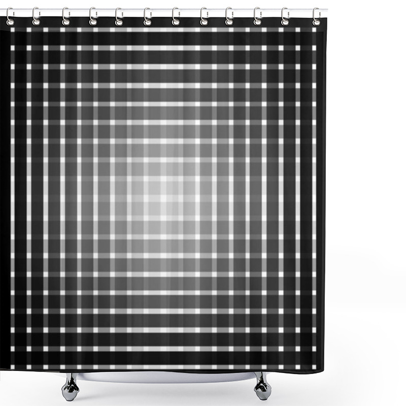 Personality  Optical Art Grid In Black And Grey With White Dots Shower Curtains