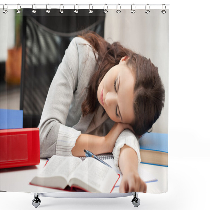 Personality  Sleeping Woman With Book Shower Curtains