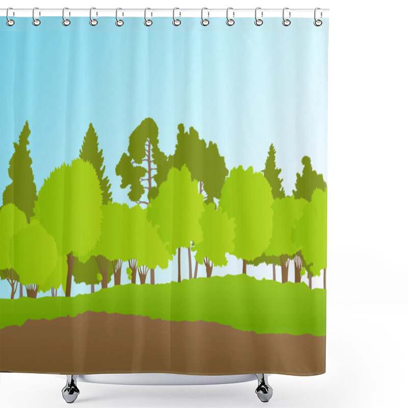 Personality  Forest In Summer Vector Background Landscape Shower Curtains