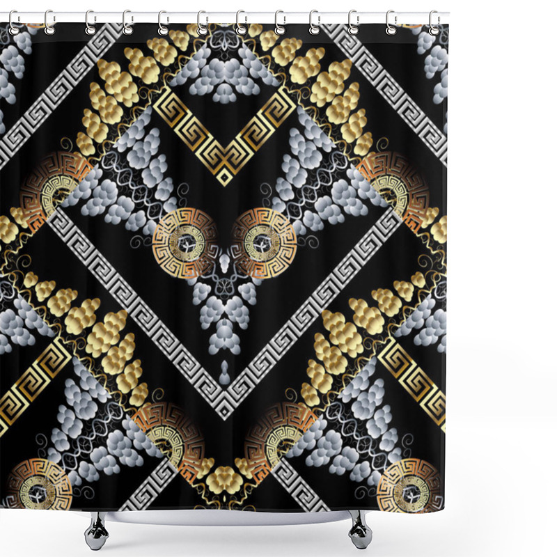 Personality  Modern Abstract Meanders Seamless Pattern. Greek Key Shower Curtains