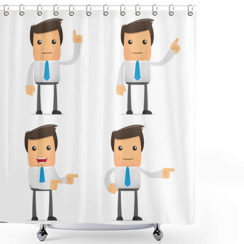 Personality  Set Of Funny Cartoon Office Worker Shower Curtains