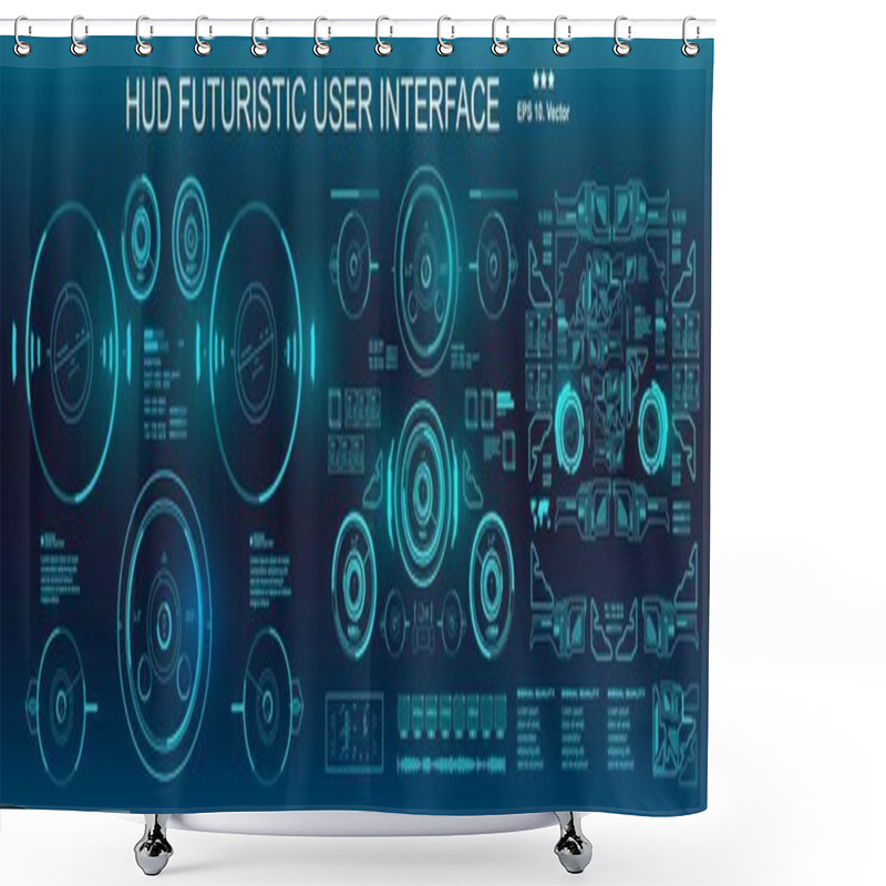 Personality  Dashboard Display Virtual Reality Technology Screen. HUD Futuristic User Interface. Shower Curtains