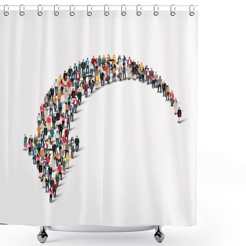 Personality  Crowd People  Shape  Arrow Direction Shower Curtains