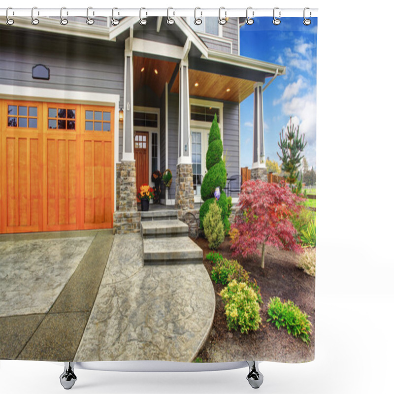 Personality  House Exterior With Curb Appeal Shower Curtains