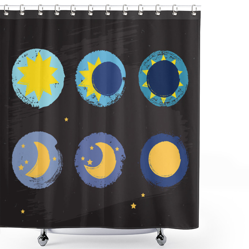 Personality  Sun Moon Crayon Style Icons Shower Curtains