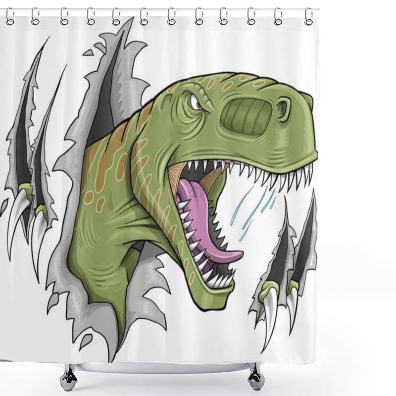 Personality  Tyrannosaurus Rex Dinosaur Vector Illustration Shower Curtains