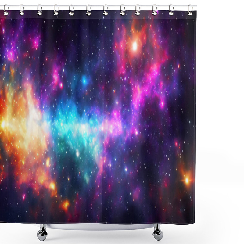 Personality  Vibrant Cosmic Nebulae And Starfield Background Shower Curtains