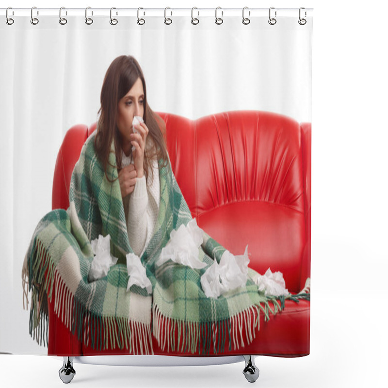 Personality  Young Sick Woman Shower Curtains