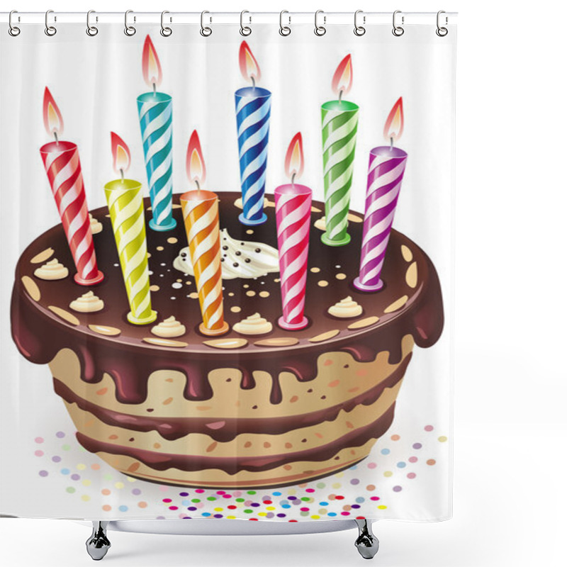 Personality  Chocolate Cake With Candles Shower Curtains