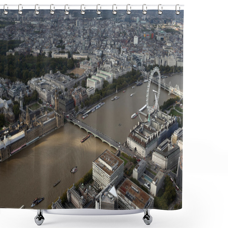 Personality  London City Skyline View From Above Shower Curtains