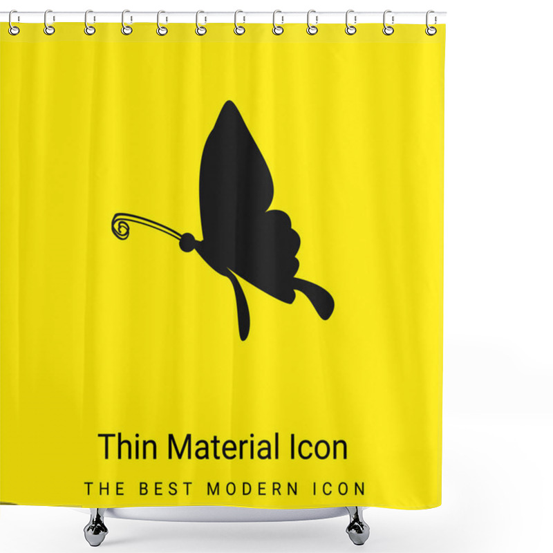 Personality  Black Butterfly Shape From Side View Minimal Bright Yellow Material Icon Shower Curtains