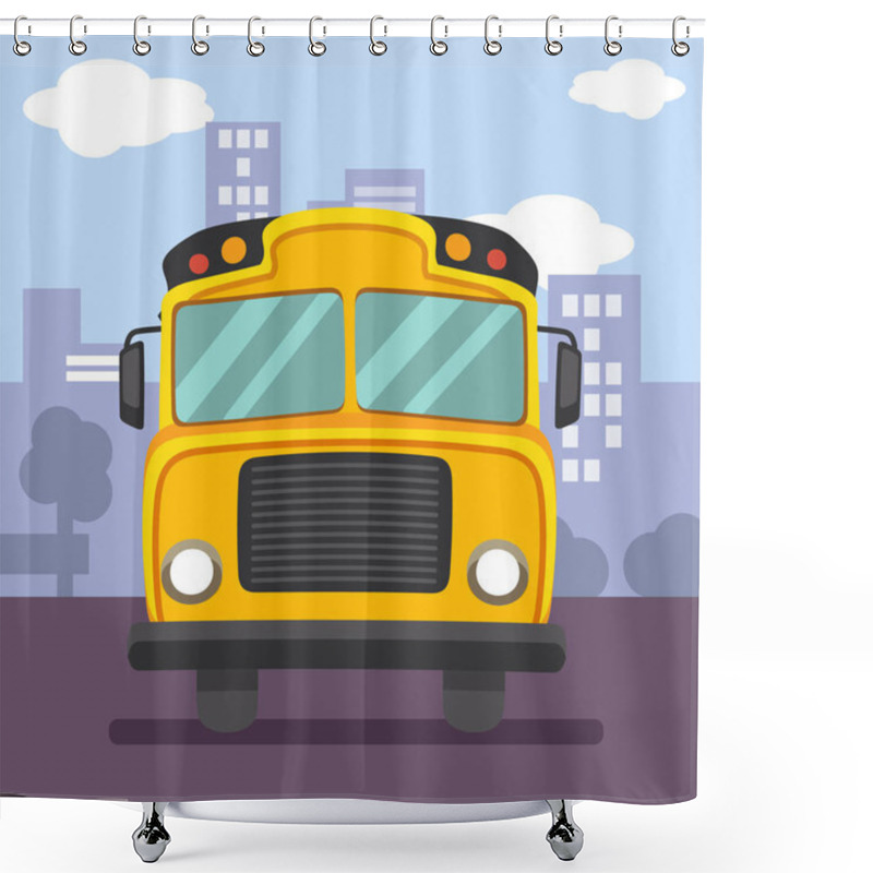 Personality  Yellow School Bus, Simply Vector Illustration Shower Curtains