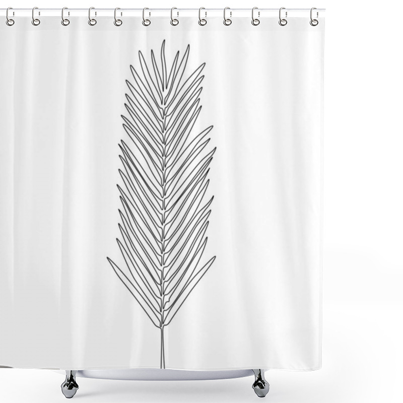 Personality  One Line Drawing Areca Palm Leaf. Continuous Line Exotic Tropical Plant. Shower Curtains