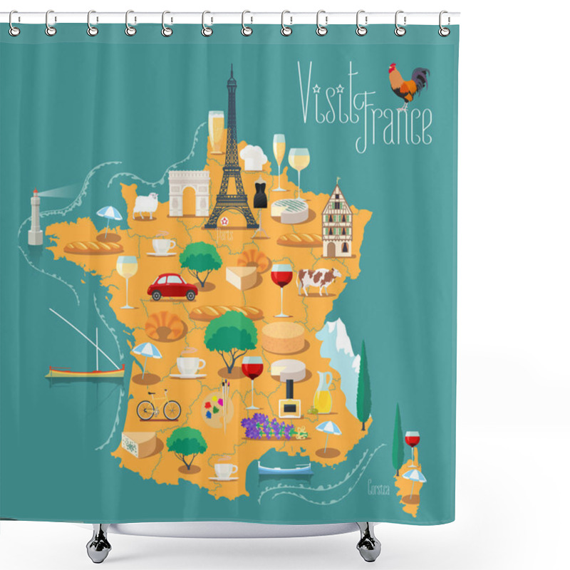 Personality  Map Of France Vector Isolated Illustration Shower Curtains