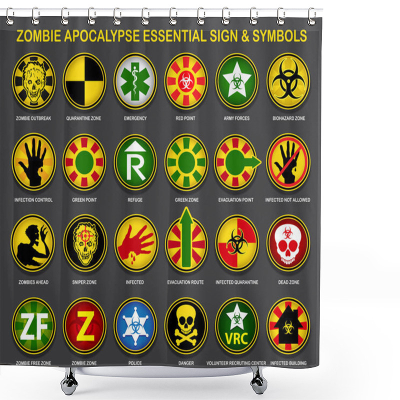 Personality  Zombie Apocalypse Essential Signs & Symbols Shower Curtains