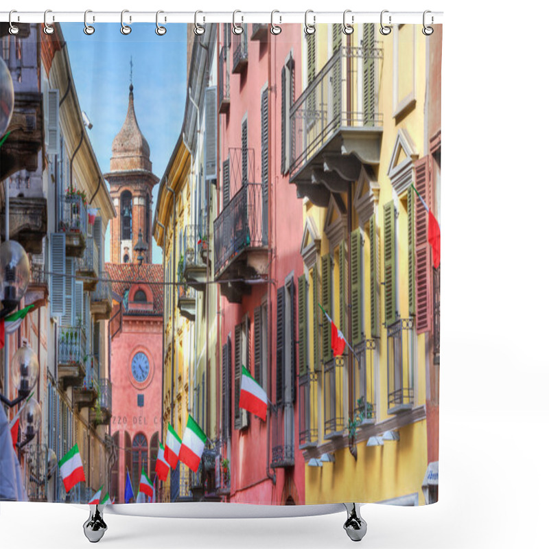 Personality  Old Historic Houses In Alba, Italy. Shower Curtains