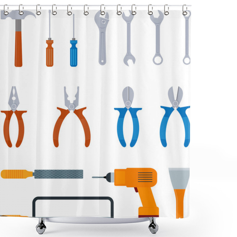 Personality  Flat Tools Icon Shower Curtains