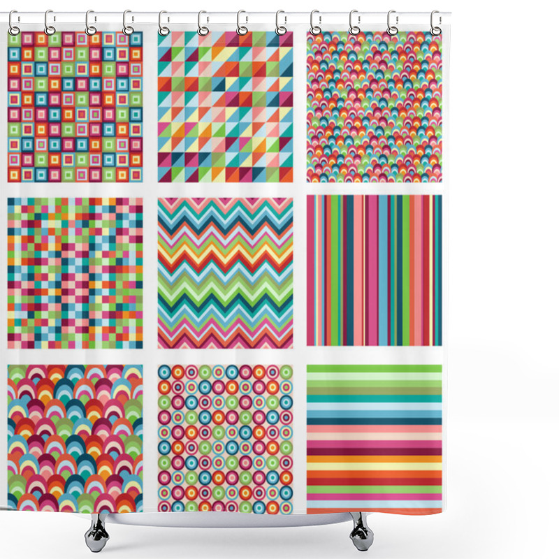 Personality  Vector Collection Of Nine Bright Geometric Backgrounds Shower Curtains