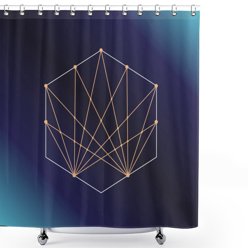 Personality  Sacred Geometry Symbol. Alchemy, Religion, Philosophy, Astrology And Spirituality Themes. Vector Illustration On Dark Blue Background For Posters, Websites, Engraving And Much More. Shower Curtains