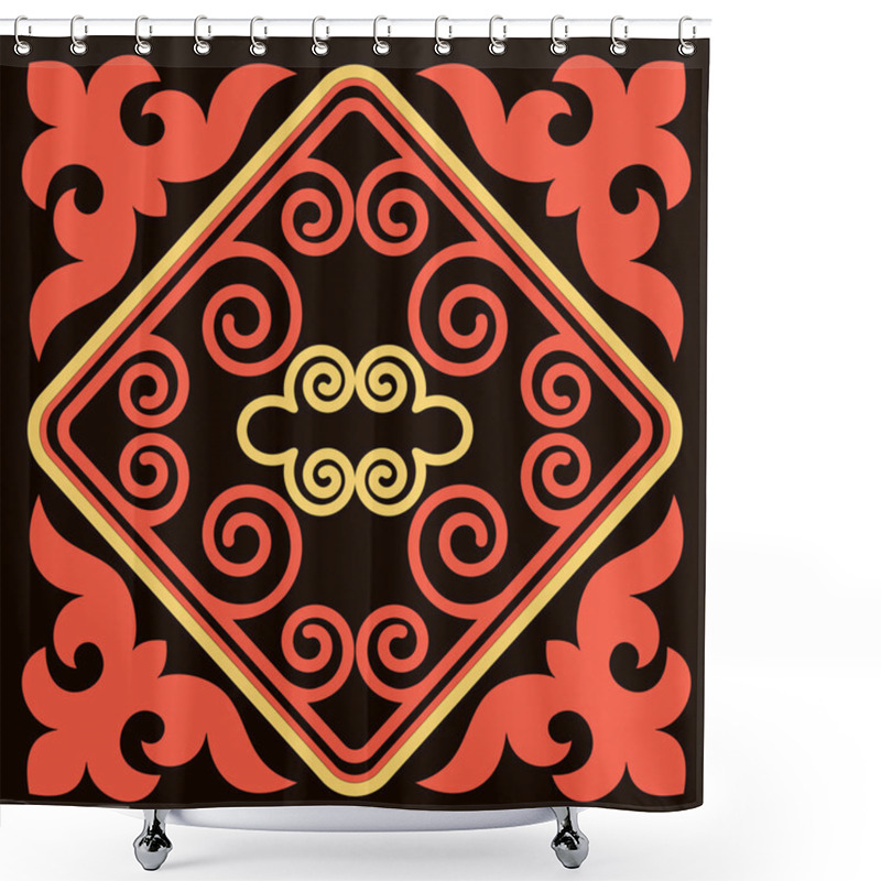 Personality  Asian Ornaments Collection. Historically Ornamental Of Nomadic People. It Based On Real-Kazakh Carpets Of Felt And Wool. Shower Curtains