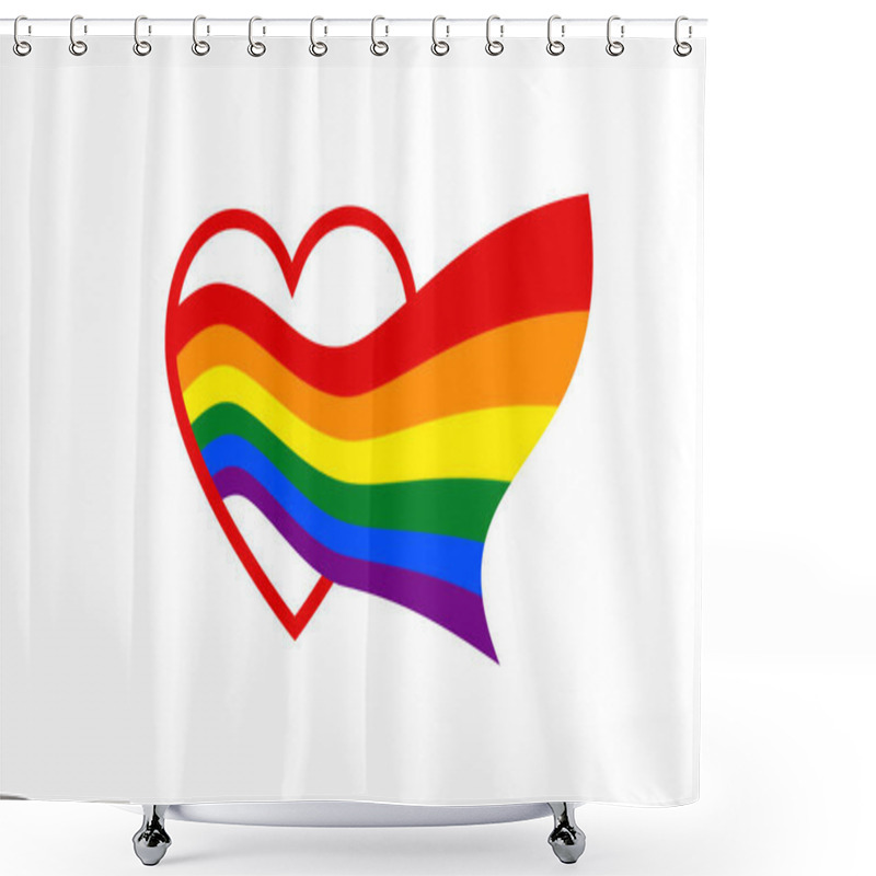 Personality  From Heart Comes A Rainbow Flag - Symbol Of Pride Lgbt And Lgbtq. Coming Out LGBT Icon. Rainbow Sign Gay, Lesbian, Transgender In Shape Of Heart And Flag, Vector Shower Curtains