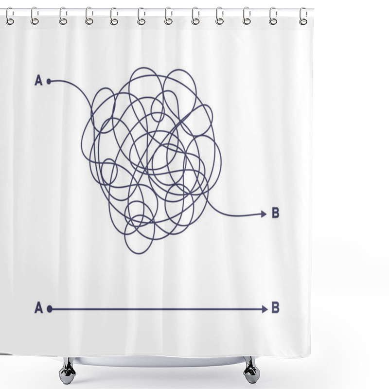 Personality  Complex And Easy Simple Way From Point A To B Vector Illustration. Shower Curtains