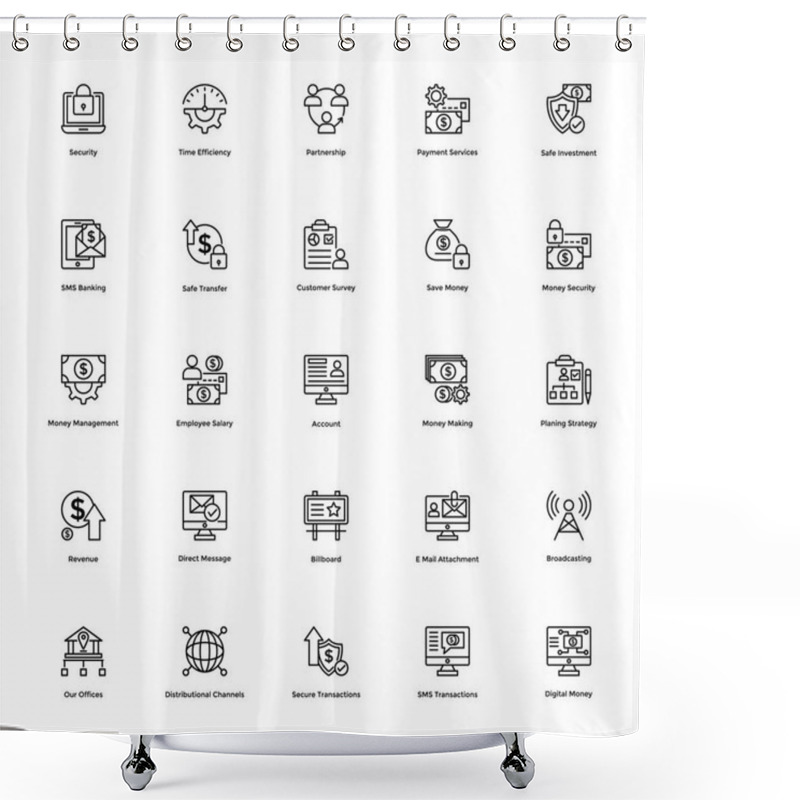 Personality  Business And Financial Icons Vector 21 Shower Curtains