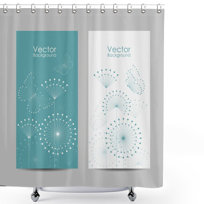 Personality  Set Of Banners With Butterflies And Flowers Shower Curtains