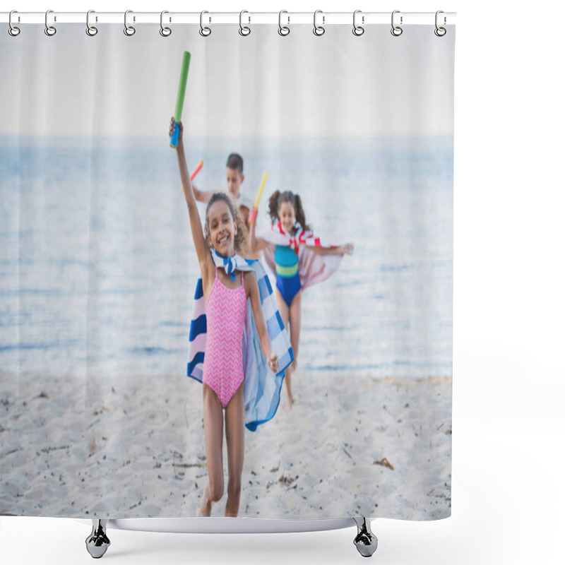 Personality  Multicultural Kids With Water Toys Shower Curtains