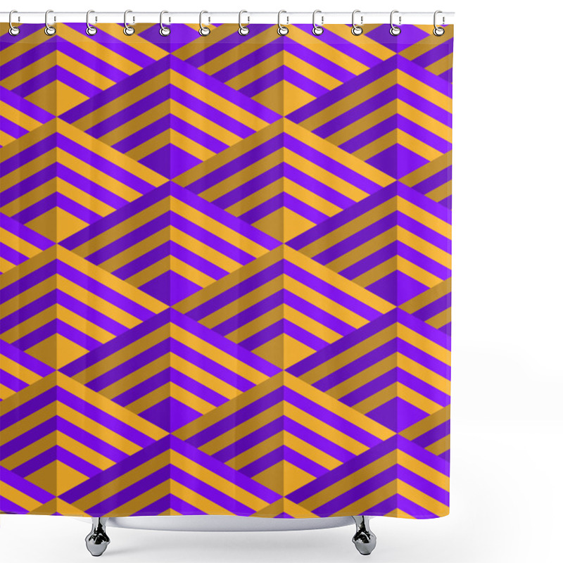 Personality  Retro Fold Purple And Orange Striped Diamonds Shower Curtains