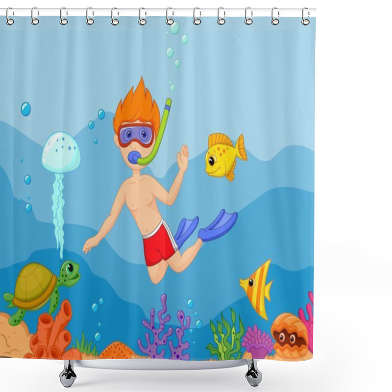 Personality  Little Boy Diving Shower Curtains